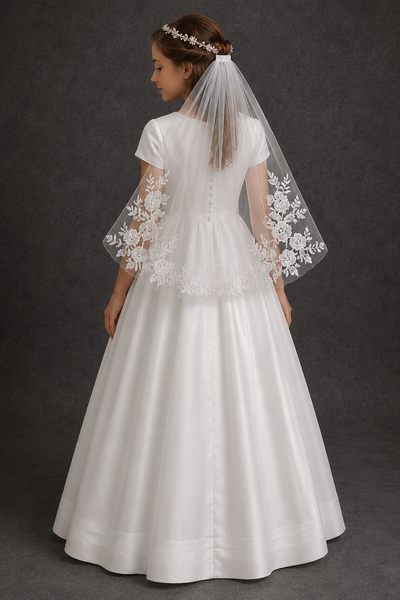 Italian Lace Communion Veil – Floral Tulle
