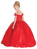 Chenelle Off the Shoulder Sequin Pageant Flower Girl Dress