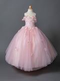 Angelina Girls Pageant Dress with Floral Appliques - Stunning Pageant Gowns