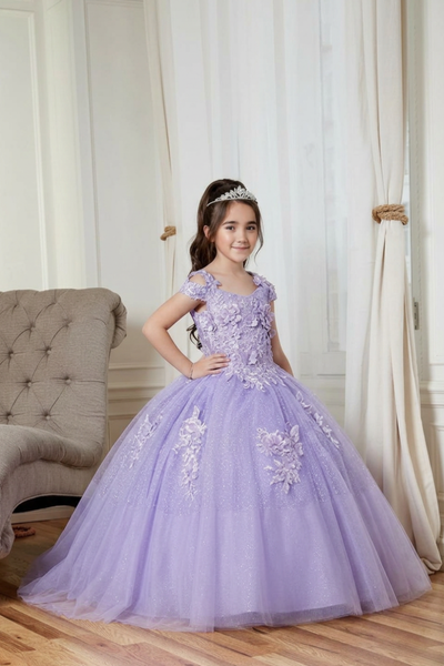 Lilac Girls Pageant Dress Glitter Tulle Ballgown