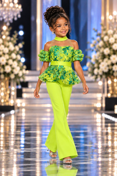 Girls Brocade Pageant Pantsuit | Signature Designer Collection