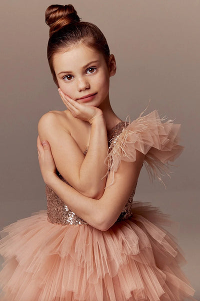 Autumn Girls Couture High Lo Pageant Flower Girl Dress - Luxury Children's Formal Wear