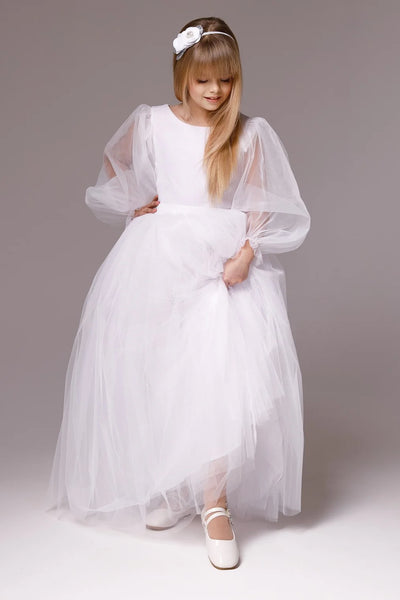 Celestine Dream Couture Gown – White Communion, Flower Girl & Special Occasion Dress
