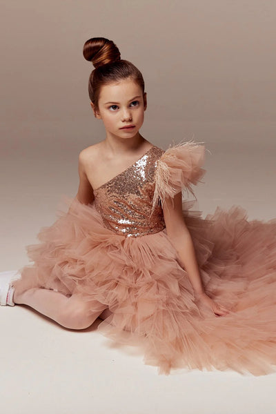 Autumn Girls Couture High Lo Pageant Flower Girl Dress - Luxury Children's Formal Wear