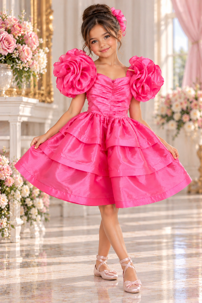 Girls Pink Taffeta Pageant Dress | Signature Designer