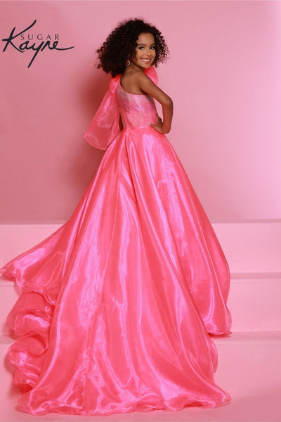 C310 - Sugar Kayne Elegant One Shoulder Girls Pageant Gown