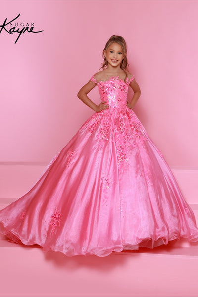 Sugar Kayne Sequin Mesh Organza Gown – Perfect for Pageants