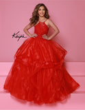 Sugar Kayne Halter Neck Pageant Dress – Ruffled Organza Skirt