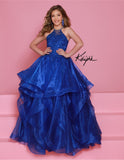 Sugar Kayne Halter Neck Pageant Dress – Ruffled Organza Skirt