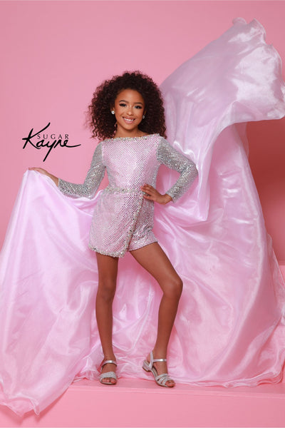 Stylish Girls’ Pageant Romper – Sugar Kayne High-Low Gown