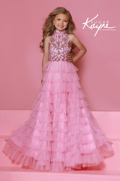 Sugar Kayne Pink Ruffle Pageant Dress for Girls