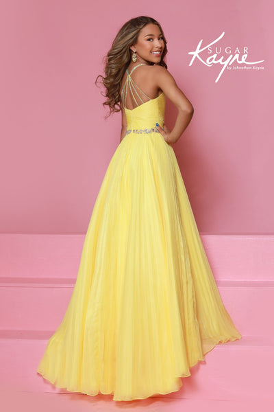 Sugar Kayne Pleated Pageant Ball Gown – Aqua, Canary, White