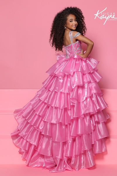 Sugar Kayne Tiered Organza Pageant Ball Gown