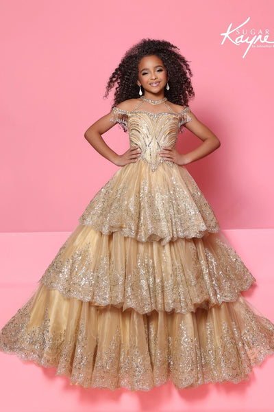 Sugar Kayne Couture Tiered Pageant Ball Gown