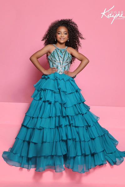 Sugar Kayne Couture Ruffle Pageant Gown for Girls