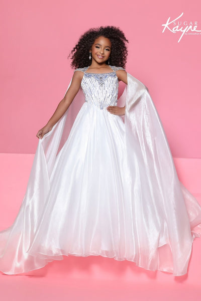 Sugar Kayne Girls Competition Evening Dress with Cape