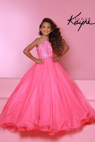 Sugar Kayne Alina C143 Hot Pink Girls Pageant Dress