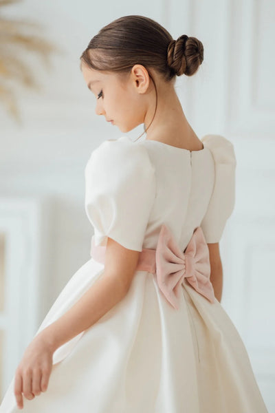 Victoria Flower Girl Birthday Satin Dress - Short Formalwear