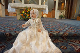 Gorgeous Couture Hand Crafted Beaded Lace Baptismal Gown 