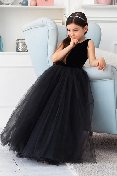 Malia Girls Velvet and Tulle Flower Girl Pageant Gown - Elegant Formal Dress