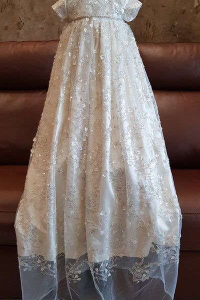 Custom Handmade Beaded Lace Baptism Gown Baby Christening Gown