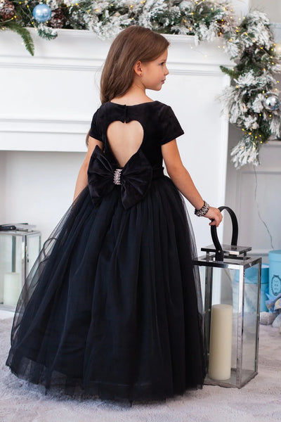 Chandra Flower Girl Velvet Tulle Dress - Wedding Party Pageant | Blush Kids
