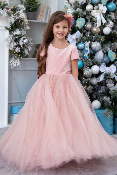 Lilia Velvet Tulle Flower Girl Gown - Special Occasion Dress | Blush Kids