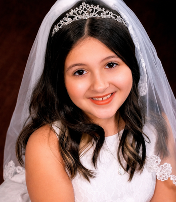 Girls Crystal Communion Tiara with Veil Headpiece