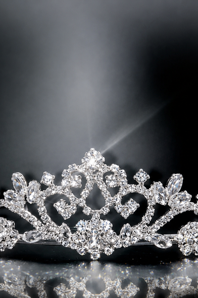 Girls Crystal Communion Tiara with Veil Headpiece