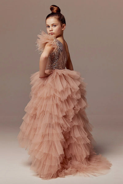 Autumn Girls Couture High Lo Pageant Flower Girl Dress - Luxury Children's Formal Wear