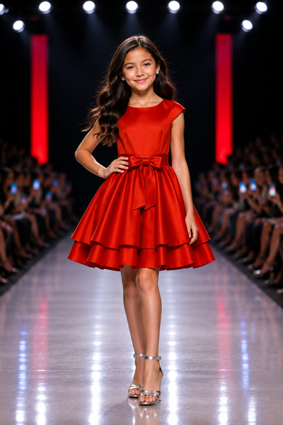 Girls Satin Pageant Interview Dress | Signature Designer