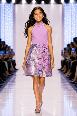 Girls Pageant Interview Dress | Brocade Bow Dress