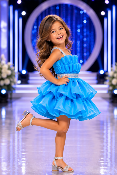 Girls Pageant Dress Organza Tiered Ruffle Skirt