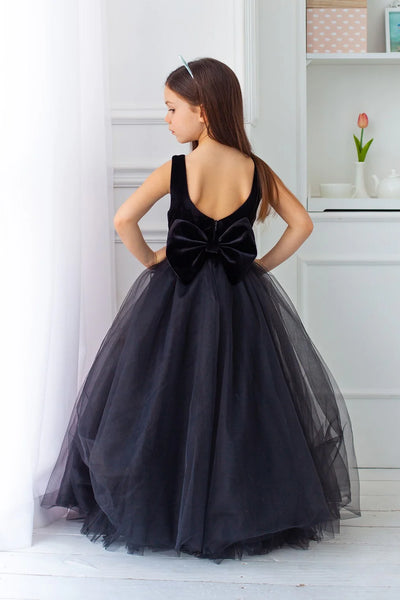 Malia Girls Velvet and Tulle Flower Girl Pageant Gown - Elegant Formal Dress