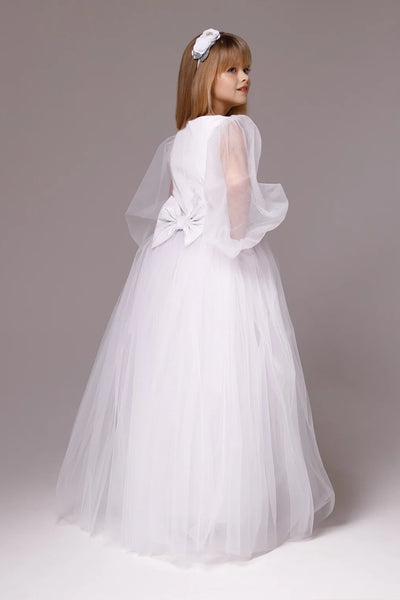 Celestine Dream Couture Gown – White Communion, Flower Girl & Special Occasion Dress