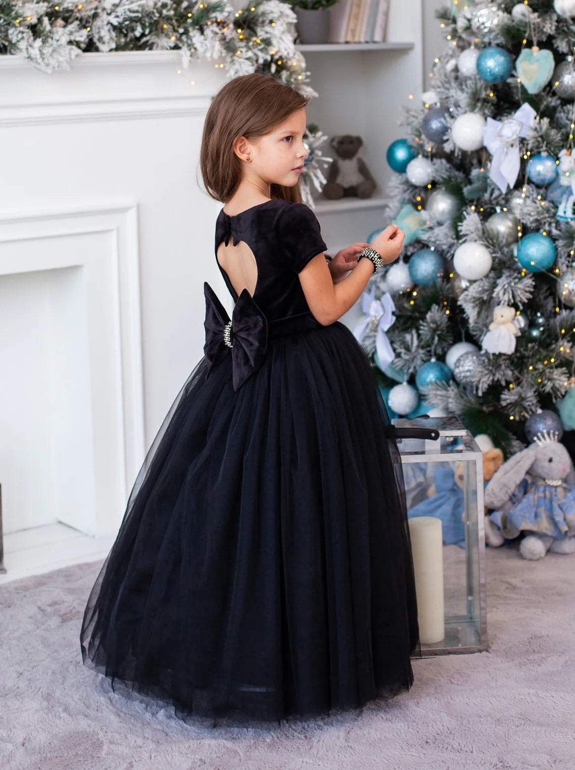 Chandra Flower Girl Velvet Tulle Dress - Wedding Party Pageant
