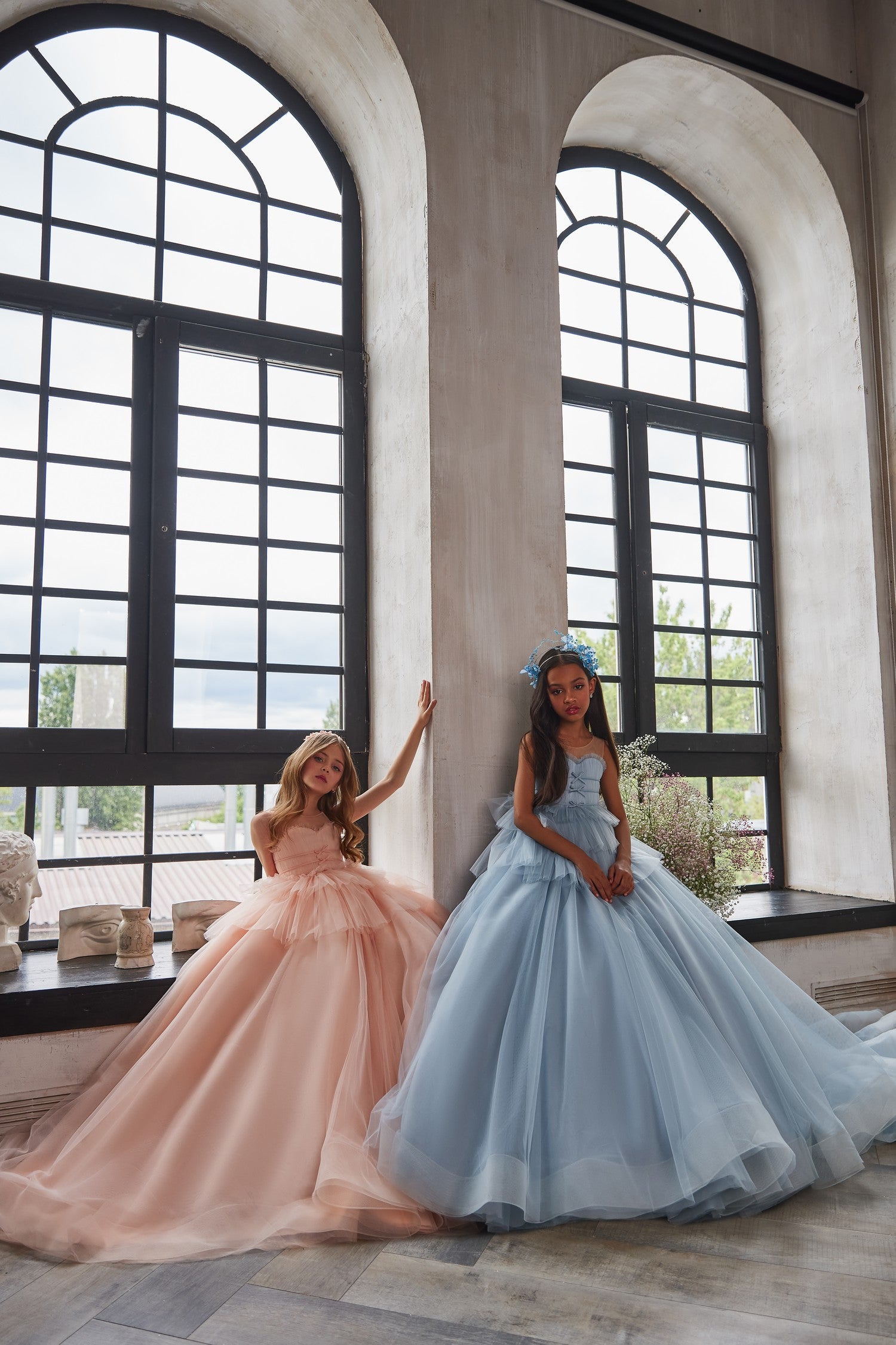 Pentilei Couture Flower Girl Chiffon Tulle Party Pageant Special Occasion Gown