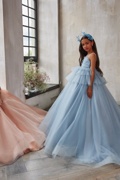 Pentilei Couture Flower Girl Chiffon Tulle Party Pageant Special Occasion Gown
