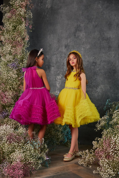 Pentelei Couture Girl Special Occasion Pageant Party Flower Girl Short Tulle Dress