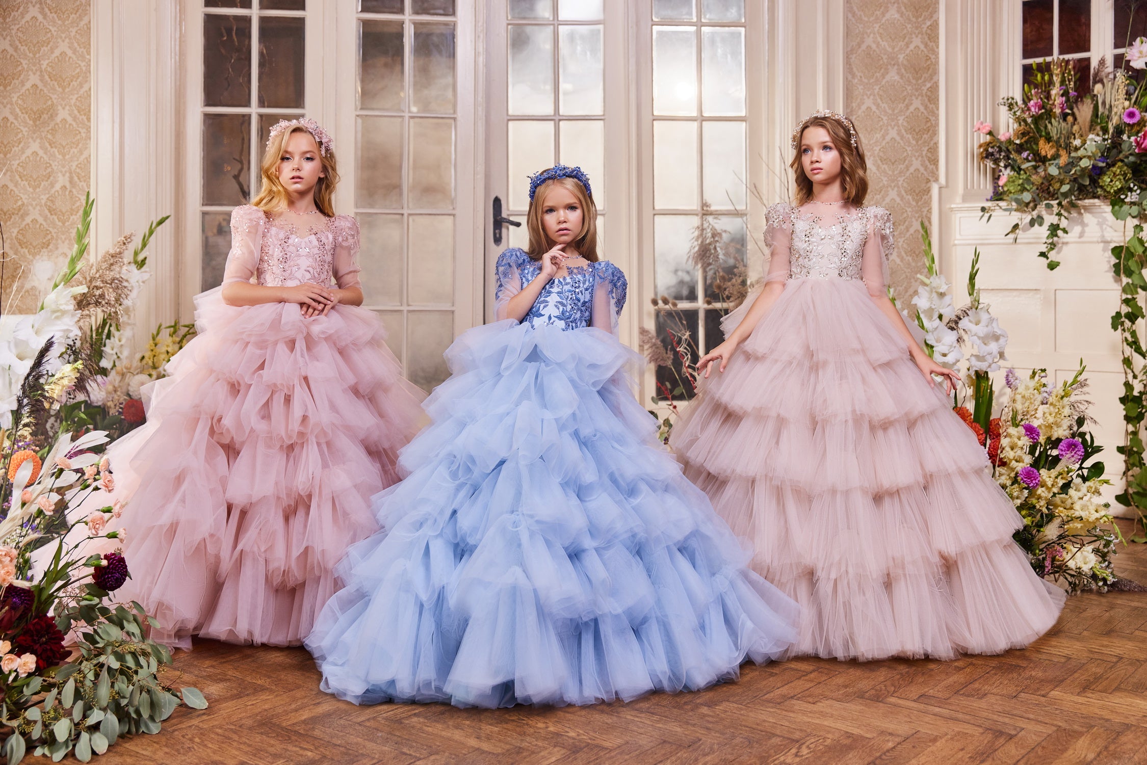 Pentelei Couture Belle Of The Ball  Ruffle Tulle Embroidered Pageant Gown