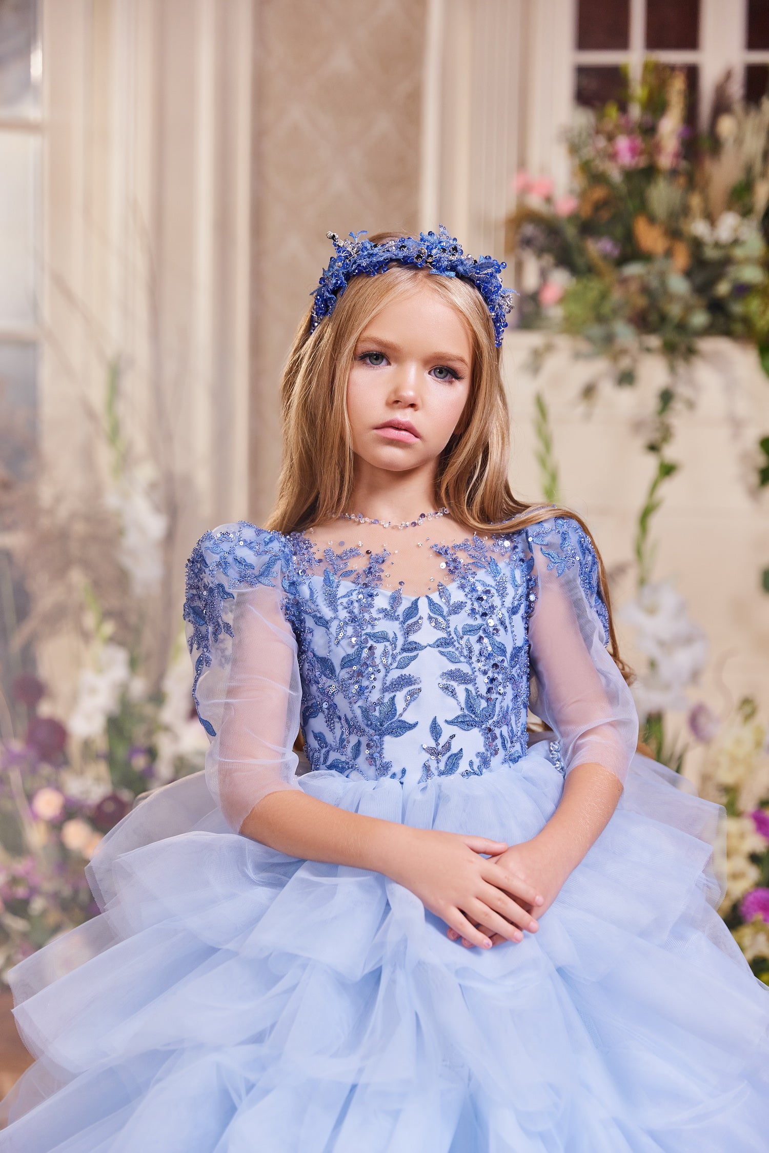 Pentelei Couture Belle Of The Ball  Ruffle Tulle Embroidered Pageant Gown