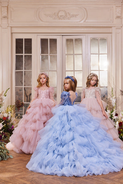 Pentelei Couture Belle Of The Ball  Ruffle Tulle Embroidered Pageant Gown
