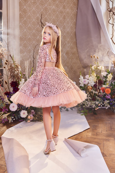 Pentelei Couture Sequin Knee-Length Dress – Available in Pink or Blue