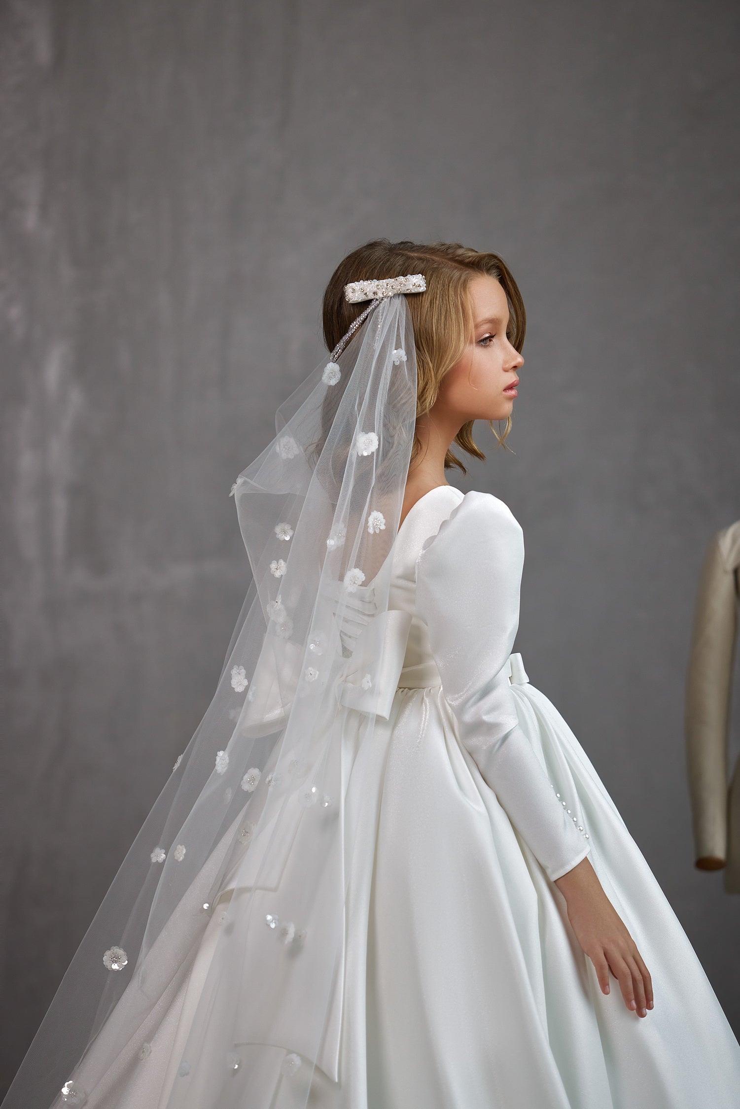 Girls First Communion Satin Special Occasion Floor Length Dress 