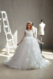 Pentelei Couture White Floral Tulle Ball Gown for Girls