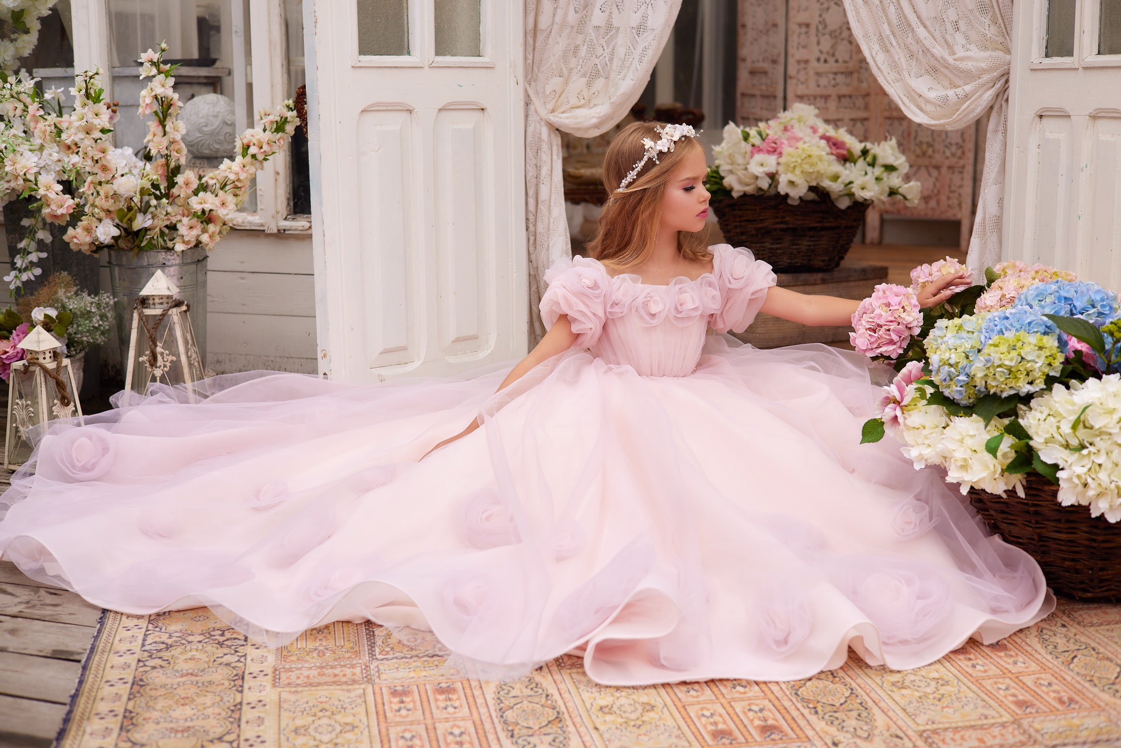 Pentelei Couture Girls Wedding Flower Girl Special Occasion Party Dress 