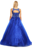 Floor Length Couture Girls Pageant Dress With Halter Neckline